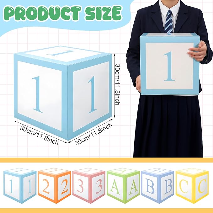 Gueevin English Teacher Party Decorations 6 Pcs Pastel Abc 123 Balloon Boxes - Image 2