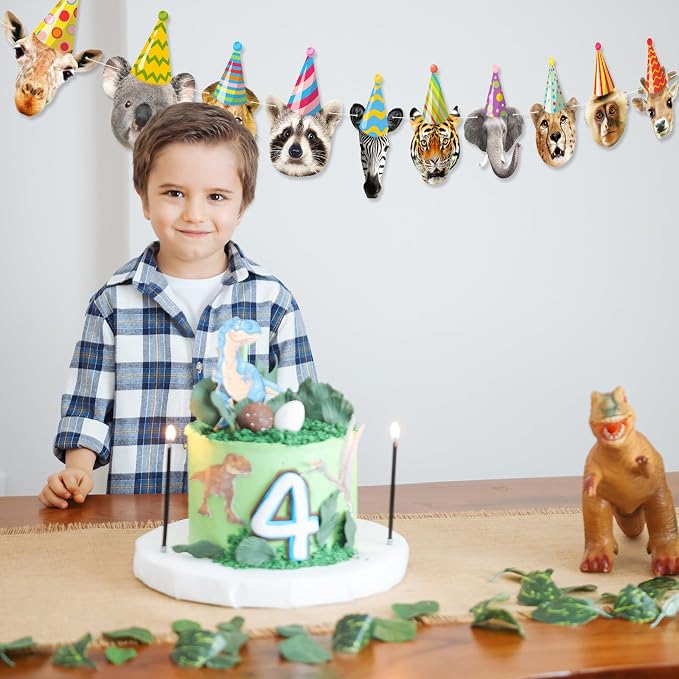 Hooqict Safari Animals Happy Birthday Banner Animal Birthday Party Decorations - Image 6
