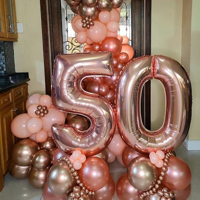 Rose Gold 7 Number Balloons, 40 Inch Big 7 Balloon Numbers Rose Gold 7 Foil - Image 4