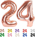 40 Inch Number 24 Balloon for 24th Year Old Birthday Decorations, Rose Gold | by Mluchee