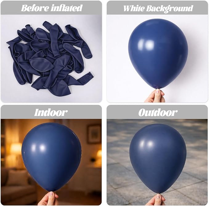 Voircoloria 110pcs Navy Blue Dark Blue Latex Party Balloons, 12inch | - Image 3