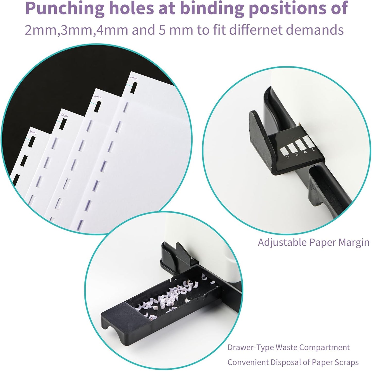 Binditek Binding Machine, 19-Hole, 450 Sheets, Comb Binder Machines with 100 PCS 1/2" Comb Spines, for Letter Size, A5 or Smaller Sizes