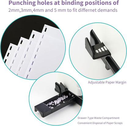 Binditek Binding Machine, 19-Hole, 450 Sheets, Comb Binder Machines with 100 PCS 1/2" Comb Spines, for Letter Size, A5 or Smaller Sizes
