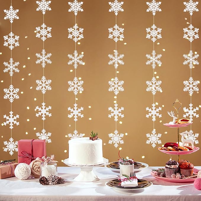 Snowflake Snow White-Silver Christmas Party-Decorations Garland - Image 5