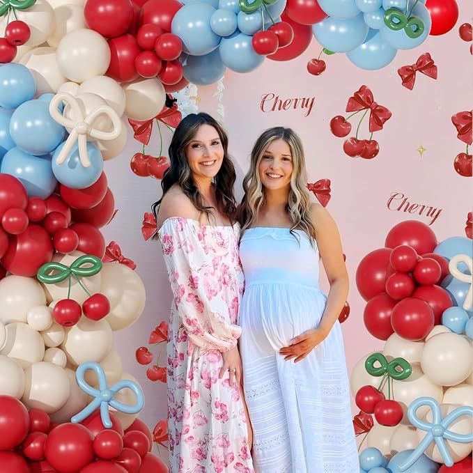 CROSSFINGERS Cherry Red and Blue Balloon Arch Kit Cherry Party Decorations | - Image 2