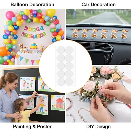 Tyqour 280PCS Clear Sticky Dots Double Sided Tape Dots Non Damaging Wall | - Image 5