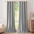 BULBUL Velvet Light Blue Blackout Curtains 102 inch Long by ModernShinyVelvetCurtains