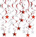 BEISHIDA Red Silver Stars Hanging Swirls Graduation Hanging Ornament Decorations by Beishida