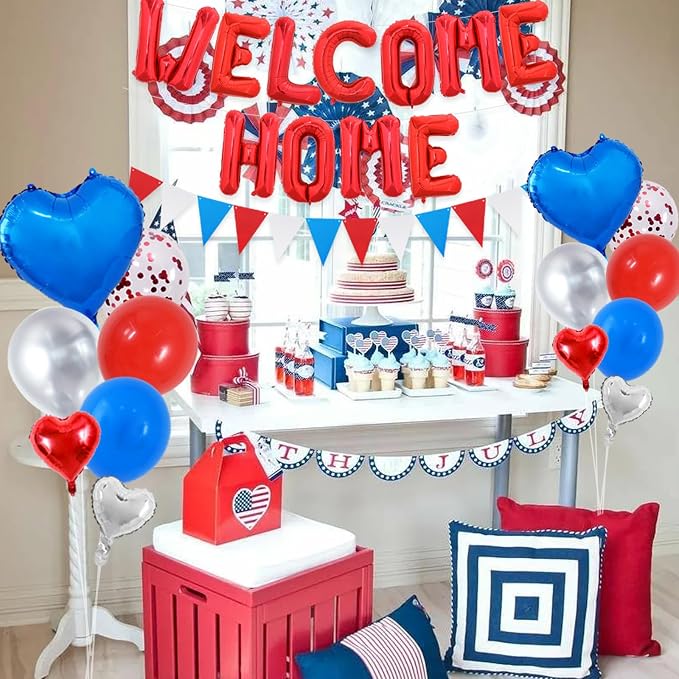 TONIFUL 16 Inch Red Welcome Home Foil Letter Balloon Banner Decoration Kit | - Image 3