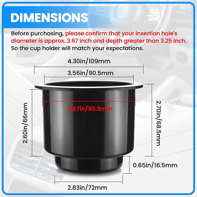 SDTC Tech 2 Piece Black Sofa Cup Holder Plastic - Image 2