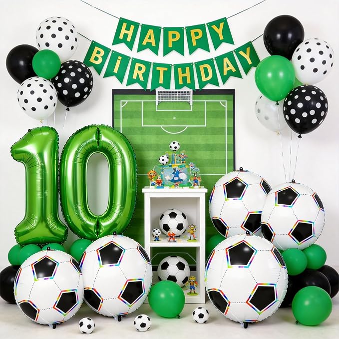 Soccer Ball Balloons, 22 Inch Soccer Balloons Laser Round Sphere Balloon - Image 3