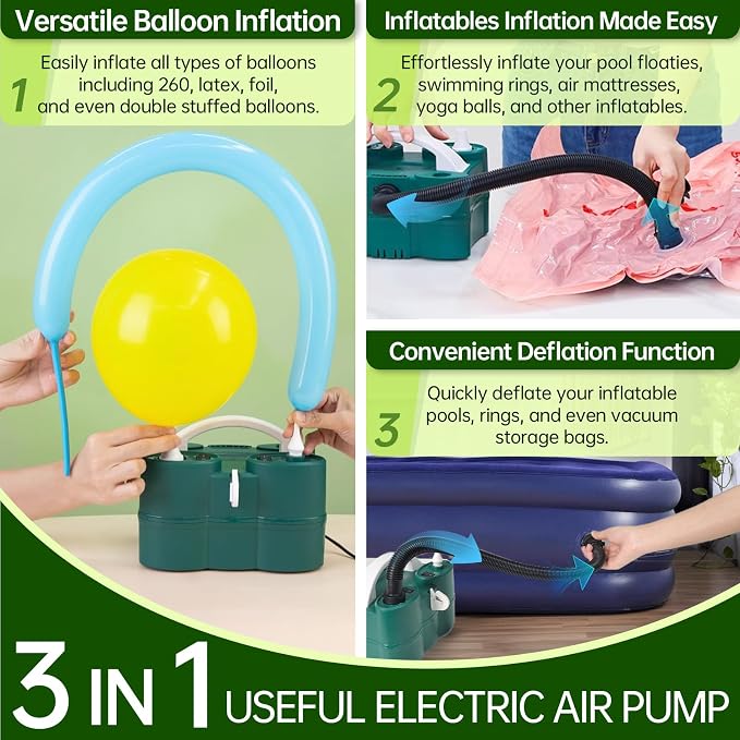 Air 3-in-1 Balloon Pump Electric Inflator Blower Machine | Dual-Balloon - Image 2