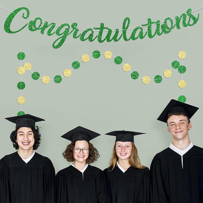 Green Congratulations Banner Sign Prestrung Congrats Banner Garland - Image 7