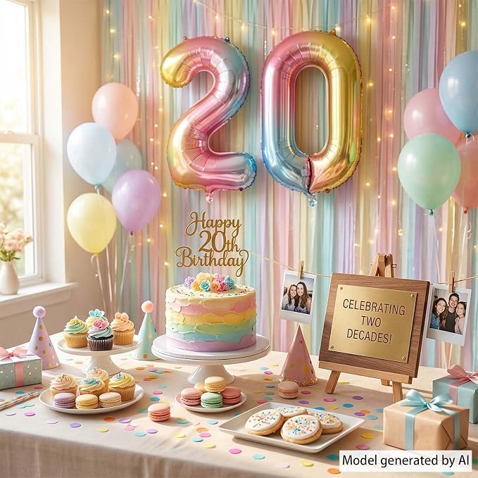 Rainbow Ombre Number 20 Balloon 40 Inch Pastel Foil - Image 7