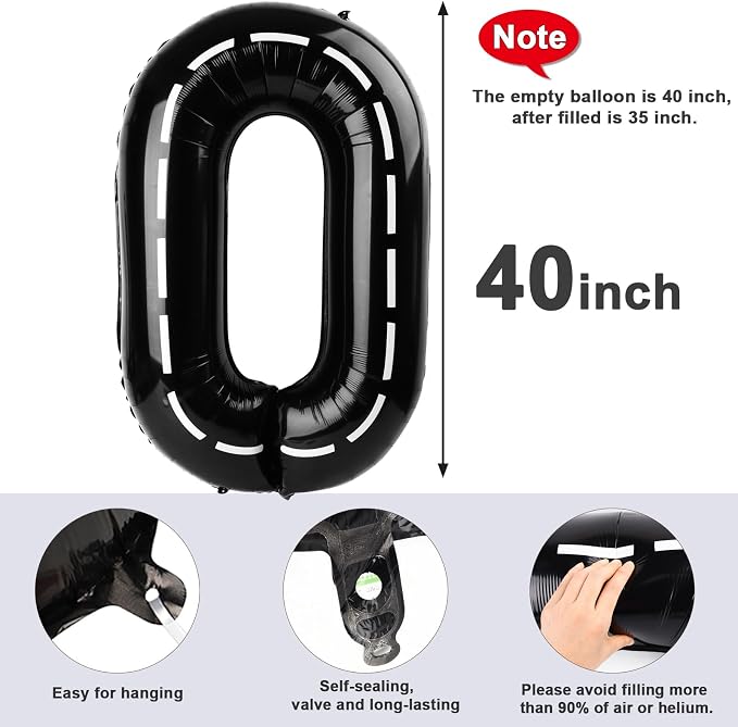 Number 0 Balloons 40 Inch for 10 100 Birthday Party Decorations, Line Black | - Image 5