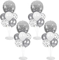 4 Sets Silver Disco Ball Balloons Stand Kit by Naozinebi