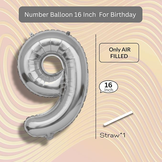 Blue Number Balloon 9 Mylar Foil Balloons 16 inch - Image 8