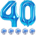 Blue 40 Balloon Numbers and Confetti Balloons, 40th Birthday Balloons Set by Lingqiang