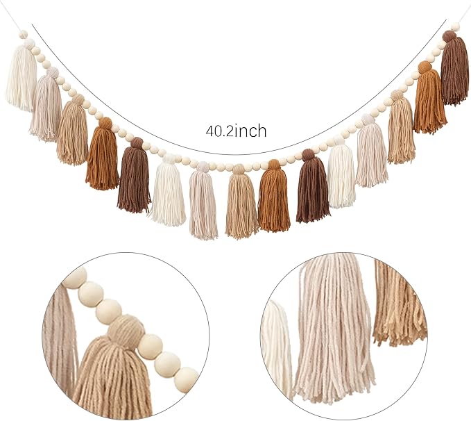 DCJHFJ Boho Tassel Garland Terracotta Rainbow Western Banner Tassels Wall - Image 7