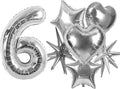 TONIFUL 6th Birthday Balloons Kit 40Inch Silver Large Number 6 Foil Balloon | by TONIFUL