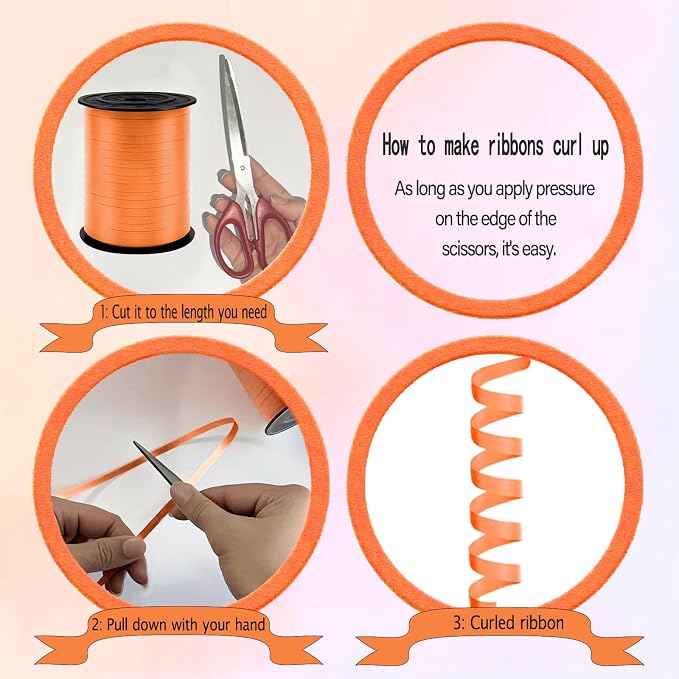 Orange Curling Ribbon, 500 Yards Ribbons - Image 3