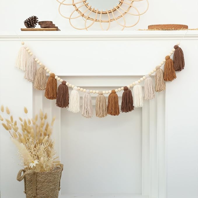 DCJHFJ Boho Tassel Garland Terracotta Rainbow Western Banner Tassels Wall by DCJHFJ
