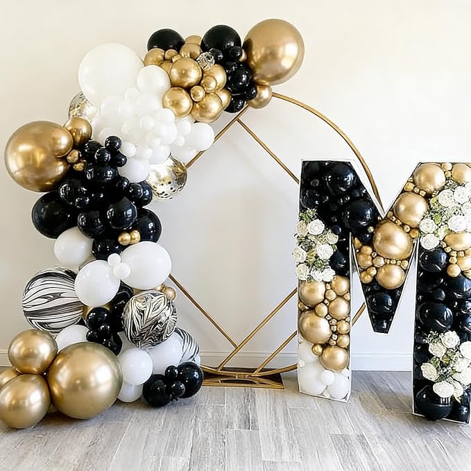 103pcs Black and Gold & White Balloon Garland Kit, 18/12/10/5 Inch Black & - Image 4