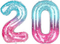 40 Inch Blue Pink Number 20 Balloon, Ombre Foil 20th Birthday Party Decor | by Unknown