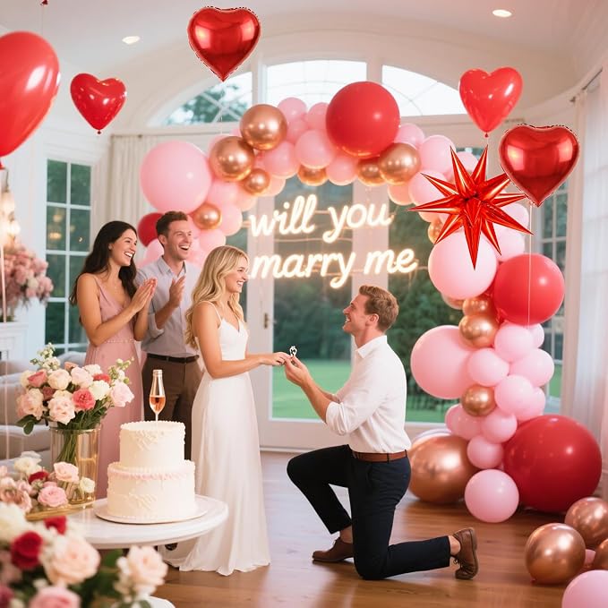 KARLURE Pink Red Rose Gold Balloon Arch Kit Garland - Image 5