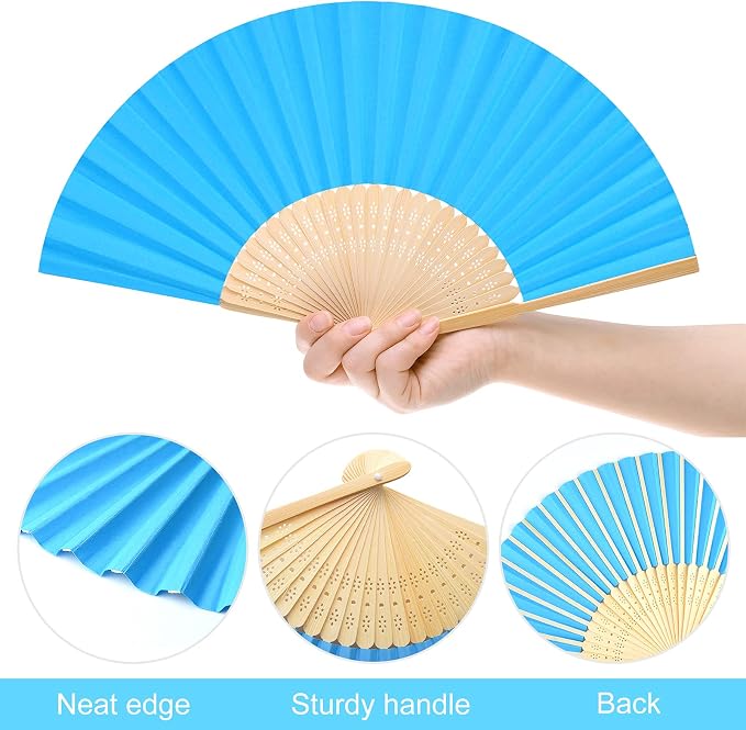 FEPITO 32 Pieces Handheld Paper Fan - Image 4
