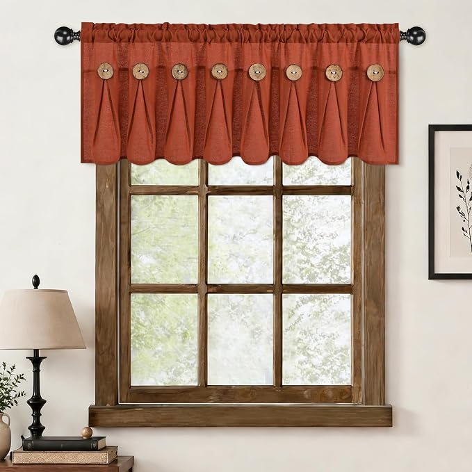 Farmhouse Valance Curtains, Boho Cotton Linen Kitchen Valance, Rod Pocket - Image 8