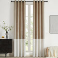 BULBUL Luxury Color Block Velvet Curtains 72 inch- Cream Ivory Champagne | by ModernShinyVelvetCurtains