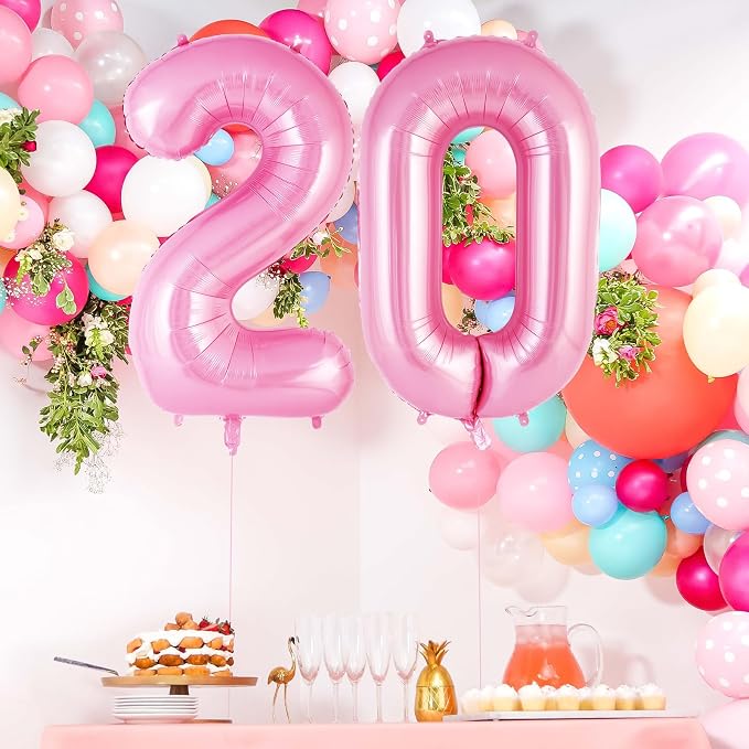 Pink Number 20 Balloon, 40 Inch Big Large Foil Helium Number Balloons, Giant - Image 2