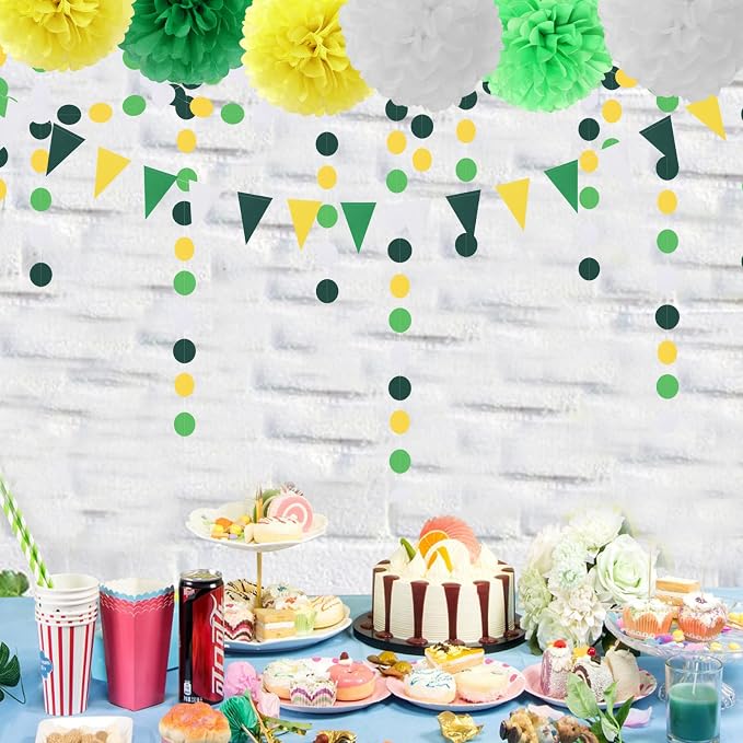 Yellow Green White Party-Decorations Garland - 52Ft Spring Summer Hanging Paper - Image 5