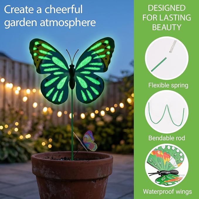 30PCS Luminous Butterfly Garden Decor Butterfly Stakes - Image 3