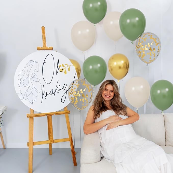 68Pcs Balloons Kit 12 Inch, Sage Green Balloon Sand White Metallic Gold Balloon - Image 5