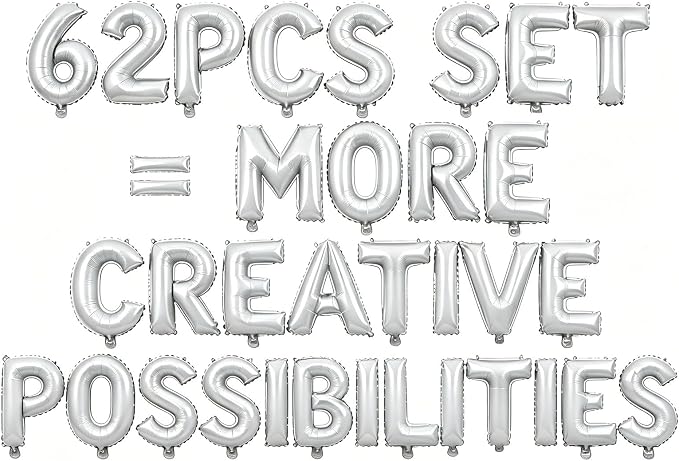 62 Pcs White Letter Balloons, Custom 2 Set A-Z Set by GOGAKIE