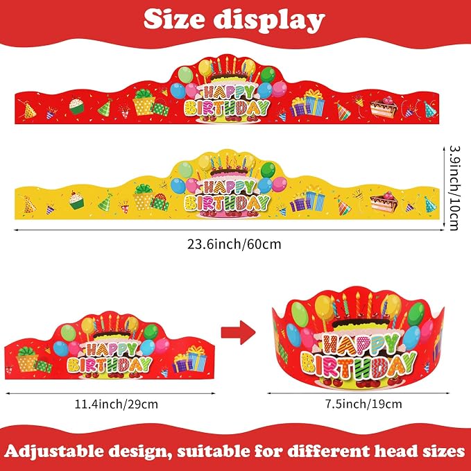 48 Pcs Happy Birthday Crowns Party Hats - Image 2