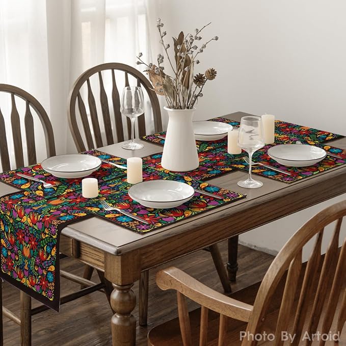 Artoid Mode Mexican Cinco De Mayo Placemats Set of 6, 12 x 18 Inch Dia De Los - Image 6