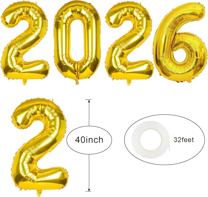 40 Inch Gold Foil Number Balloons - Image 8