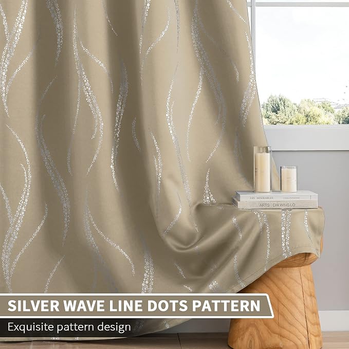 Yakamok Natural Light Blocking Curtains 84 Inches Silver Print 2 Panels | - Image 6