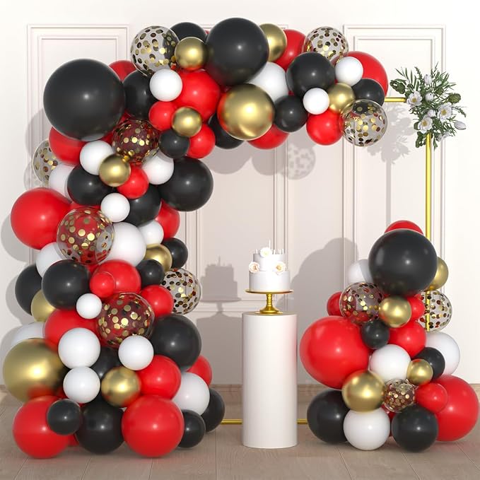 Red White Gold Black Balloon Garland Arch by PASOCON