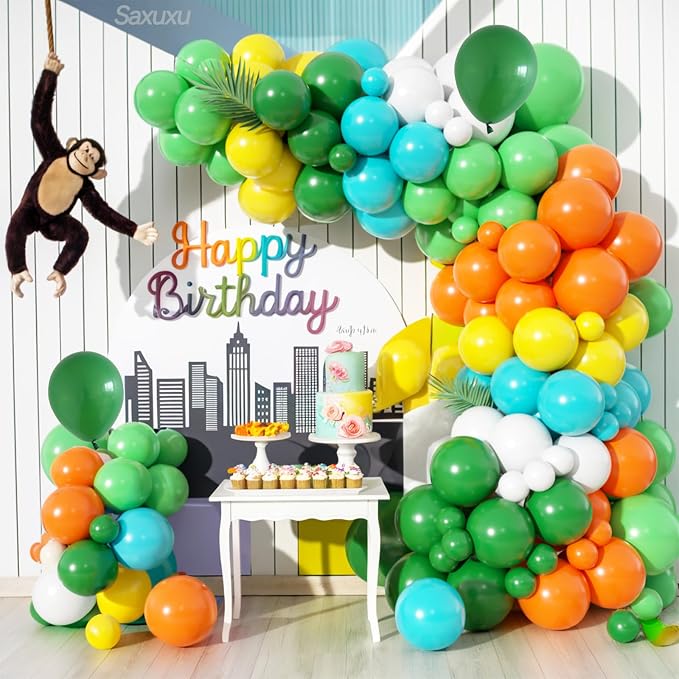 Colorful Balloon Arch Kit, Matte Teal Yellow White Light Green Balloons - Image 7