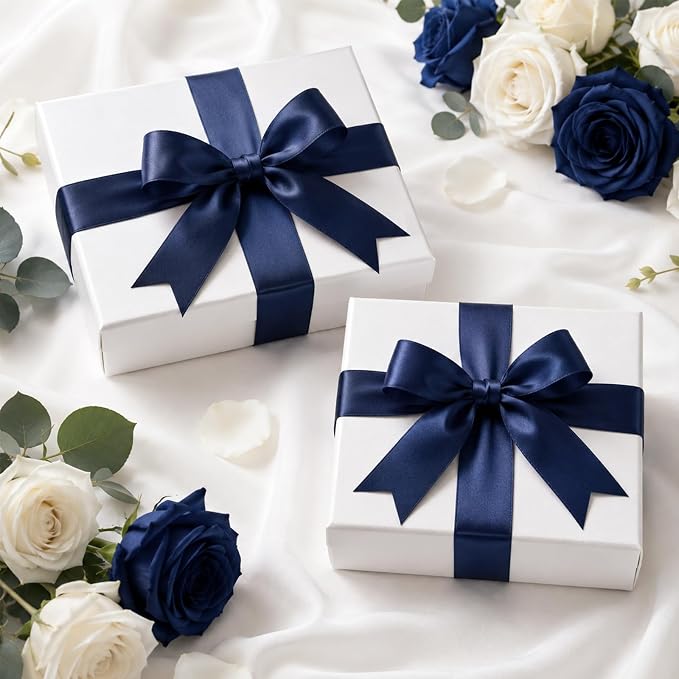KINGLAKE Navy Blue Satin Ribbon - Image 4
