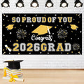Graduation Decorations 2026 Black Gold Graduation Banner 66.1" x 33.8" by Yunfan