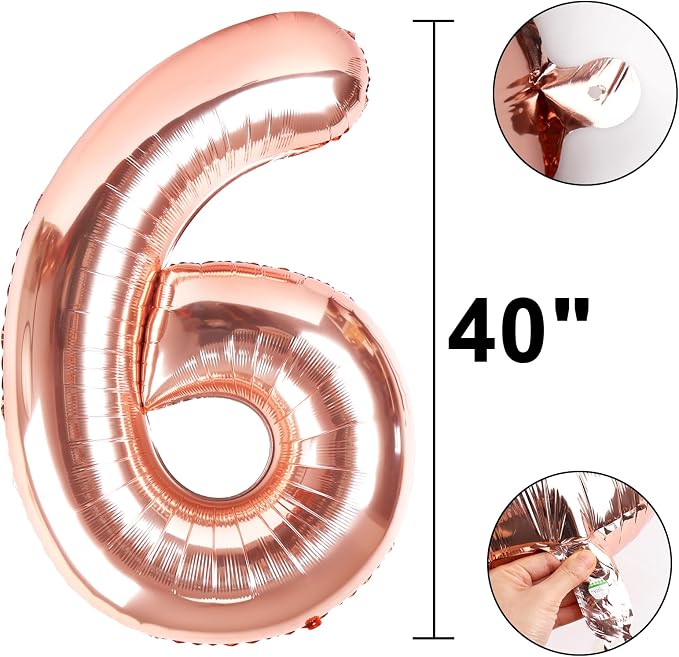 40 Inch Rose Gold Number 60 Balloons Foil Digital Helium Number Balloons - Image 5