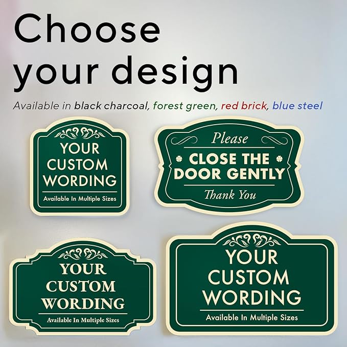 Custom Decorative Outdoor Metal Sign - Personalized Aluminum Driveway Sign, Waterproof, Made in USA - Design 2 Forest Green 10x7 In
