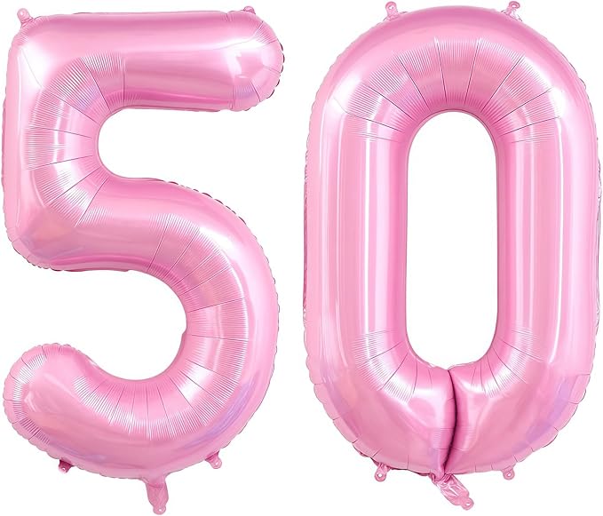 Pastel Pink 50 Balloon Number, 40 Inch Light Pink 50 Balloons Large Helium Foil by BBPOOL
