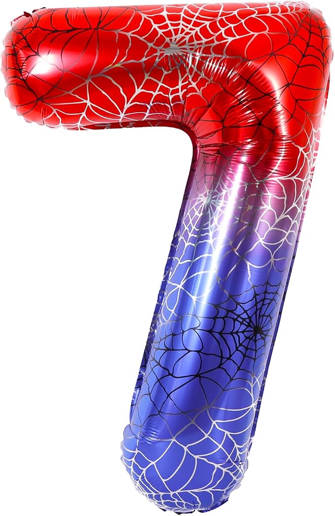 40 Inch Red Blue Number 7 Balloon by Vuzvuv