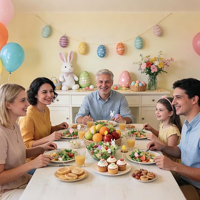 100 Pcs Easter Cocktail Picks, 4.7 Inch Rabbit Bunny and Eggs Toothpicks - Image 7
